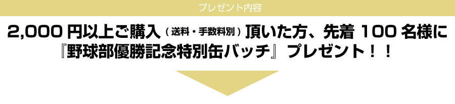 プレゼント内容｜野球部V49優勝記念特別缶バッチプレゼントキャンペーン