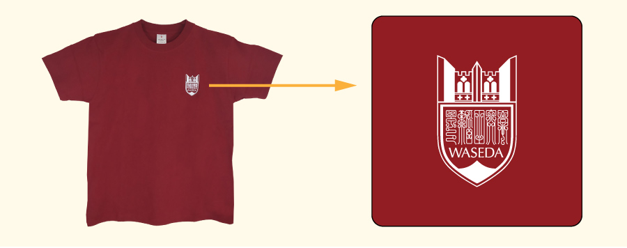 早稲田オリジナルTシャツのエンブレムデザイン