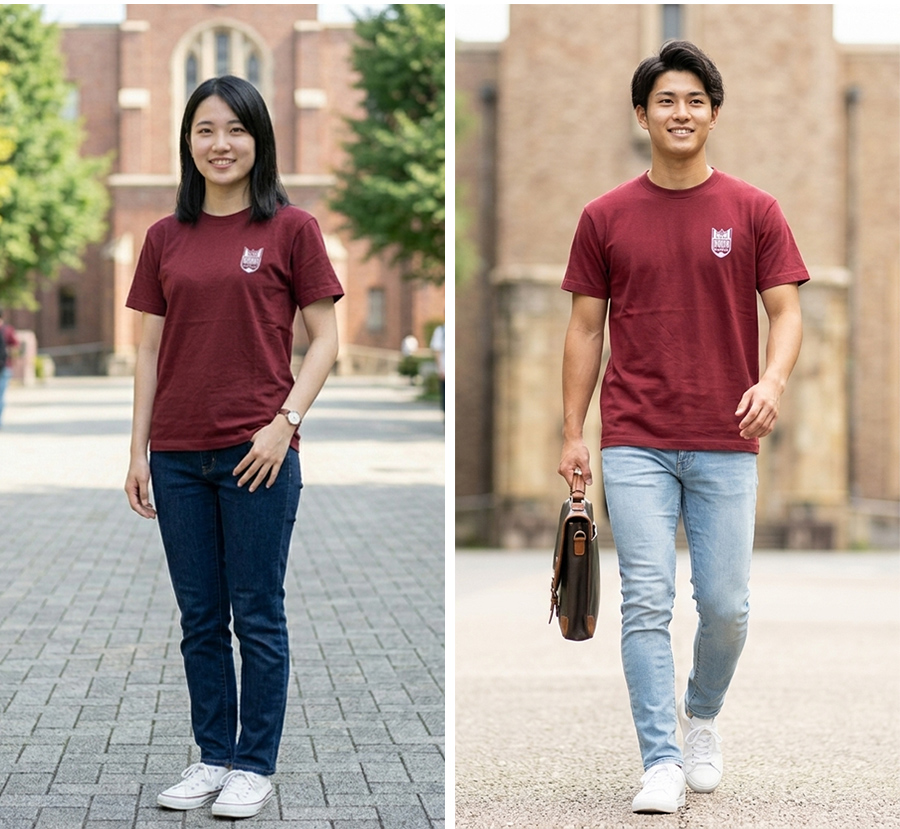 早稲田オリジナルTシャツ着衣イメージ